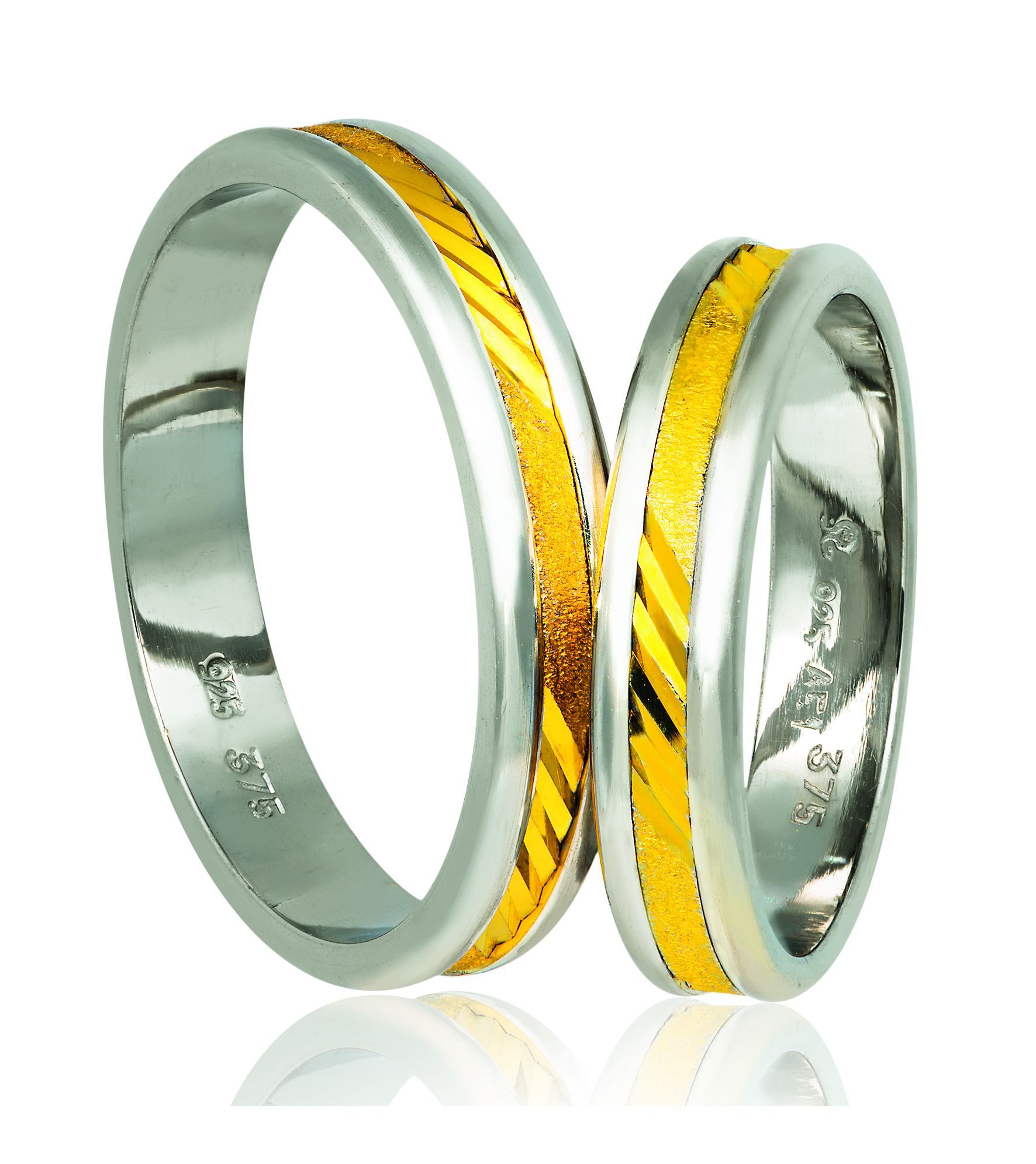 White gold & gold wedding rings 4.3mm(codeA343)